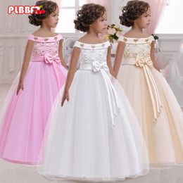 PLBBFZ Long Flower Girl Christmas Dress Kids Clothes Wedding Party First Communion Princess Pageant Ball Gowns Vestido Comunion Q0716