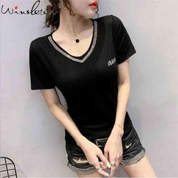 Cotton Women T-shirts Casual Backless Transparent Tops Tee Summer Female Short Sleeve T shirt For Clothing T05213B 210421