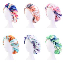 Satin Colourful Print Sleeping Caps Bandana Night Beanie Turban Hat Headwrap Bonnet Women Girl Hair Care Fashion Accessories