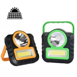 XANES® LED COB Solar Lamp Camping Light USB Portable Work Flashlight Lantern Emergency Outdoor Tent - Yellow