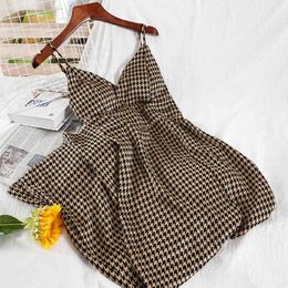Elegant Sexy dress female Summer fashion houndstooth long bottoming dress for womens A-Line party dress women clothes 210514