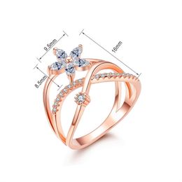 Womens Rings Crystal Creative ring rose horse eye zircon jewelry Lady Cluster styles Band