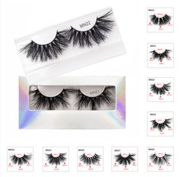 Makeup False Eyelashes 25-27mm 8D Mink Hair Eyelashes 9styles Fuzzy Curl Soft Extension Real Mink Fur with Laser Silver box