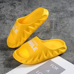 Men Slippers Flame Couples Summer Slides for Shower Room Indoor Outdoor Beach Shoes Waterproof Smile Lightweight Non-slip Quiet