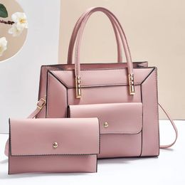 HBP Mode-Umhängetaschen, lässige Damen-Handtasche, 2-teilig, PU, einfarbig, große Kapazität, Damen-Geldbörse