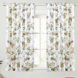 Floral Tulle Curtains for Living Room the Bedroom Modern Kitchen Sheer Curtains for Voile Curtain Fabric Drapes 210712