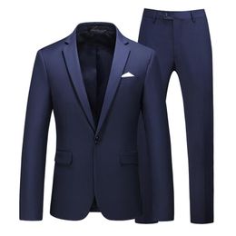 Men's Suits & Blazers Fashion Elegant Business Men Solid Colour Two Piece Sets For Autumn 2021 Multicolor Costume Homme
