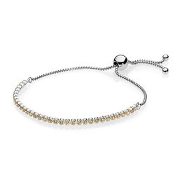 NEW 2021 100% 925 Sterling Silver Yellow Diamond Bracelet Fit DIY Original Fshion Jewellery Gift