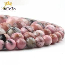 AAA Natural Stone Black Lace Rhodonite Round Gem Loose Beads For Jewellery Making DIY Bracelet Accessories 15'' 6 8 10 12mm
