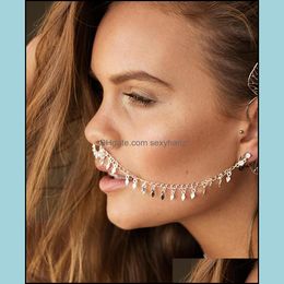 Other Jewelrycreative L Earrings Nose Clip Personality Punk Geometric Body Jewelry Diamond Earring Chain Tasse Drop Delivery 2021 Ddmez