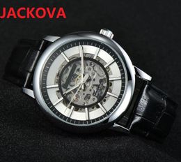 Automatic 2813 Mechanical Watch Men Leather Stainless steel Sapphire President Hollow Dial Designer 5ATM waterproof Wristwatches Original Box Gift