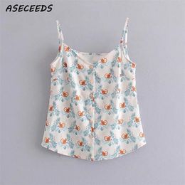 Sexy button v neck white tank top Women summer tops female Kawaii Monkey print sleeveless crop top Korean casual streetwear 210407