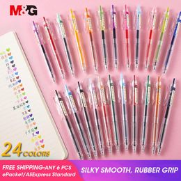 Gel Pens M&G 1pc/lot Retractable Color Ink Pen 0.5mm 24 Colors Gelpen For School Office Supplies Stationary