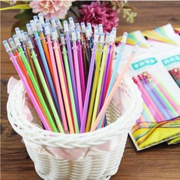Gel Pens 12pcs/lot Creative Colourful Pen Refill Set Flash Highlight Ballpoint Material Stationery Supplies 04035