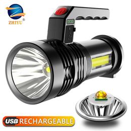 Flashlights Torches Powerful LED Portable P500 Torch USB Rechargeable Searchlight Waterproof Spotlight For Fishing Light Lantern