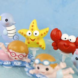Other Festive & Party Supplies Boy Girl Cake Topper Happy Birthday Decoration Wedding Whale Crab Cupcake Toppers Baby Shower Favours Baking A