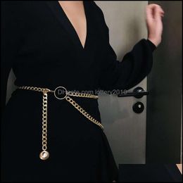 Belts & Aessories Fashion Aessoriesbelts Ornament Simple Aluminum Zipper Mti-Layer Geometric Body Chain Female Retro Street S Sexy Circle Be