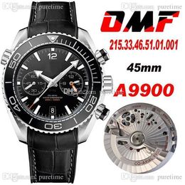 OMF V3 A9900 Automatic Chronograph Mens Watch Black LiquidMetal And Dial 215.33.46.51.01.00 (Black Balance Wheel) Leather Strap Super Edition Watches Puretime OM24