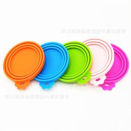 Silicone Sealed Cover Feeders Pet Dog Food Resh Keeping Can Covers Solid Color Convenient 1 79lx Q2