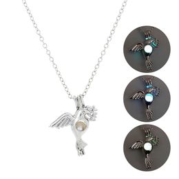 Luminous Stone Pigeon Pendant Necklace Glow in the Dark Necklaces Women Sliver Plated Animal Jewellery