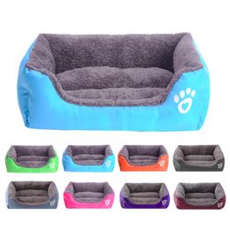 Warm Dogs Pet Bed Soft S-3XL 8 Colours Paw Pet Sofa Dog House Bottom Soft Waterproof Dogs Bed Kennel For Small Medium Large Dogs 210401