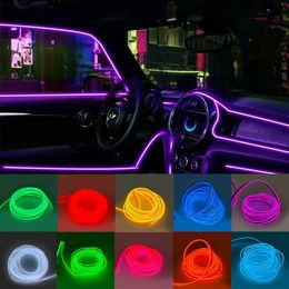 EL Wire with Controller Car Ambient Lamp Flexible Cuttable Flashing Lights Auto Home Party Decoration Lights 3 Light Modes