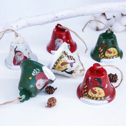 Christmas Decoration Wrought Iron Bell Santa Claus Snowman Bells Pendant Home Decor xmas Ornaments