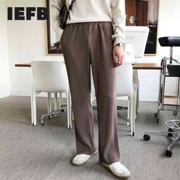 IEFB Spring Pleated Wide Leg Pants Korean Trend Loose Fashion Sports Pants Casual Elastic Waist Pants Male 9Y5683 210524