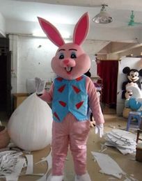 Stage Performance Pink Rabbit Mascot Costume Halloween Christmas Cartoon Character Outfits Suit Advertising Leaflets Clothings Carnival Unisex Adults Outfit