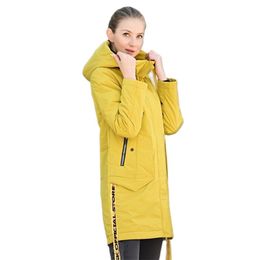 High Quality Women Coat Spring Autumn Fashion Casual Thin Parka European Windproof Long Quilted Hooded Jackets 211018