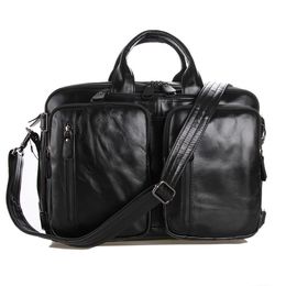 Briefcase Multi-Function Fashion Genuine Leather Hight Quality men 15"laptop Tote Handbag Business Case office Bag