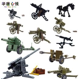 Locking Military Sets Building Blocks Gifts Heavy Machine Gun Black Toys For Children Model World War II MPJ203 Friends Military Y1130