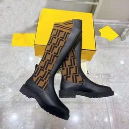 2021 Women Designer Boots Knitted Stretch Martin Black Leather Knight Short Boot Design Casual Shoes Luxurys Size 35-40 Without Box fsregdsgvs