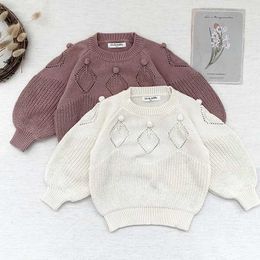 Autumn Baby Kids Girl Long Sleeve Hollow Out Knit Sweater Children's Clothes Winter Baby Kids Girls Pure Colour Pullover Sweater Y1024
