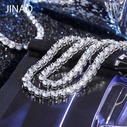 JINAO New 925 Sterling 4mm and 6mm Men's Necklace Bling CZ Iced Out Hip Hop Jewellery Link Tennis Chain For Gift X0509