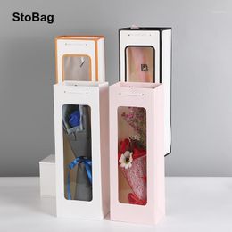 Gift Wrap StoBag 6pcs/Lot Protable Paper Box Wedding Birthday Baby Shower Decoration Oil Painting Flower Style With Ribbon Specially