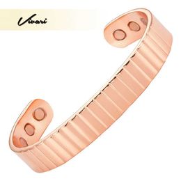 Vivari Powerful Magnetic Pure Copper Women Bangle Bio Health Healing Men Charm Bracelet Jewellery Wristband Q0717