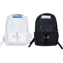 Backpack OFF Brand Canvas White Backpacks Men Hip Hop Fashion Street Style Skate/Basketball/Football/Cycling/Running Bags