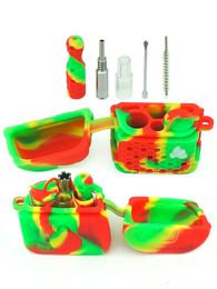 New design delivery Smoke Pipe Kit Silicone smoking jar container dab rig tools glass Pipes Set with water Bowl for Tobacco Accessories