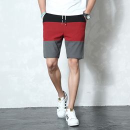 Casual Shorts Men Elastic Waist Summer Beach Cotton Linen Bermuda Knee Length Fashion Breathable Shorts Quick Dry K40