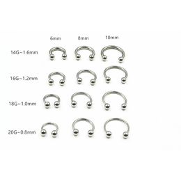 LOT50pcs Body Jewellery - 20g 18g 16g 14g Surgical Steel Ear/Nose/ Lip Labret Rings Nose Ear Daith Helix Piercing CBR Horseshoes