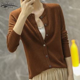 Autumn Korean Style Striped Single-breasted Sweater Winter Solid Casual Women Cardigan Knitted Pull Femme 11953 210427