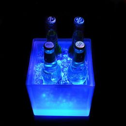-3500ml rectangle LED lumière de glace de glace lumineuse double couche baquet carré en plastique non toxique étanche cuisine outils de cuisine durable GGA5055