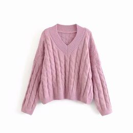 Women's Sweaters AAZZ55-6120 European And American Fashionable Loose-fitting Knitted Sweater