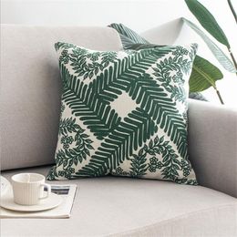 Cushion/Decorative Pillow Cotton Canvas Green Leaves Printed Cover Home Decor Cushion Sofa Decoration PillowCase Sham 45x45cm