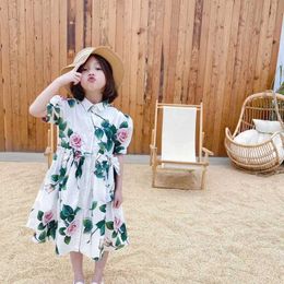 Summer Kids Roses Dress Family Matching Clothes Brand Design Cotton Shirt Ruffles Mommy Daughter Holiday 210529