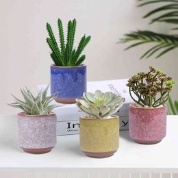 6 Pcs Ceramic Flower Juicy Plants Flowerpot Bonsai Cacuts Pot Home Garden Decor Mini Succulent Plant Pots Factory Direct Y0314