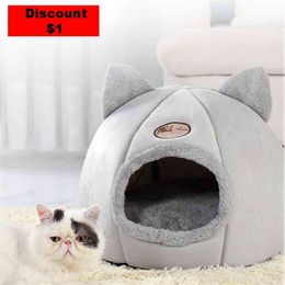 Deep sleep comfort in winter cat bed little mat basket small dog house products pets tent cozy cave beds Indoor cama gato 210722