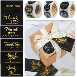 Greeting Cards 50/500Pcs Gold Foil Black Appreciate Customer Round Seal Stickers For Supporting My Small Business Package Insert