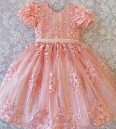 Flower Girl Dresses Ruffles Combined Colorful Hand Made Floral Baby Pageant Gowns Customize First Communion Party Wedding Wear